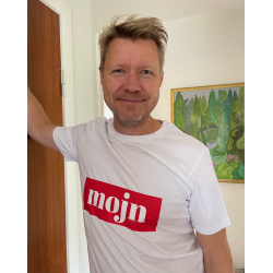 MOJN hvid t-shirt med rdt tryk