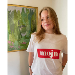 MOJN hvid t-shirt med rdt tryk